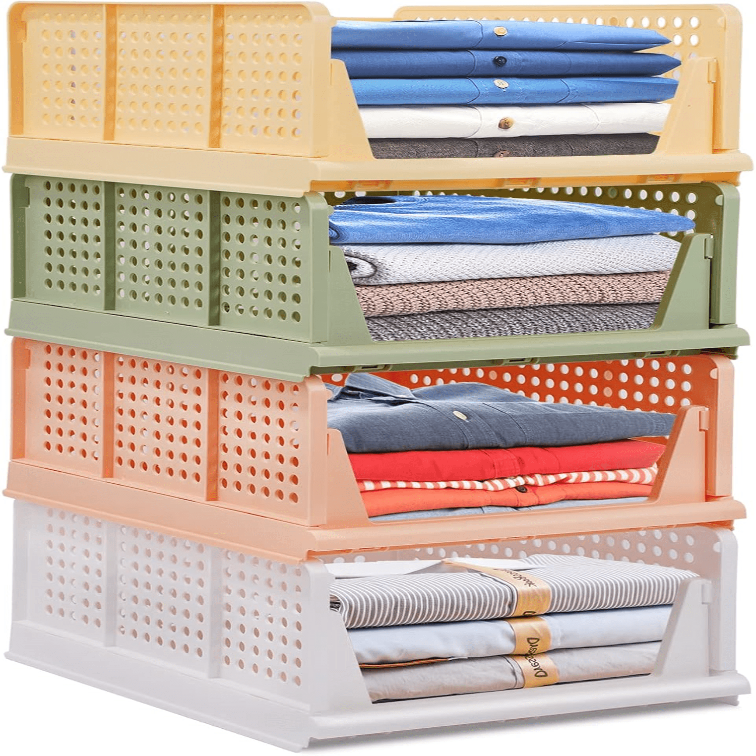 dxynlzq 4-Pack Folding Wardrobe Storage Plastic Drawer Organizer ...