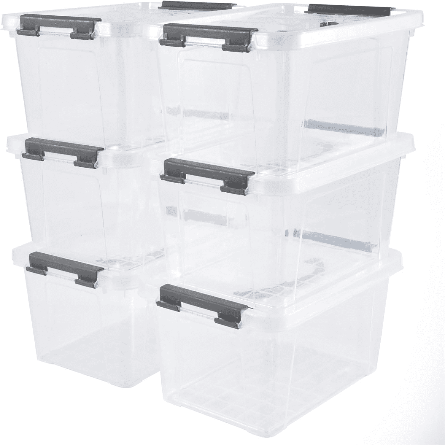 dxynlzq 6 Quart Plastic Stackable Storage Latch Bins Clear Latching ...
