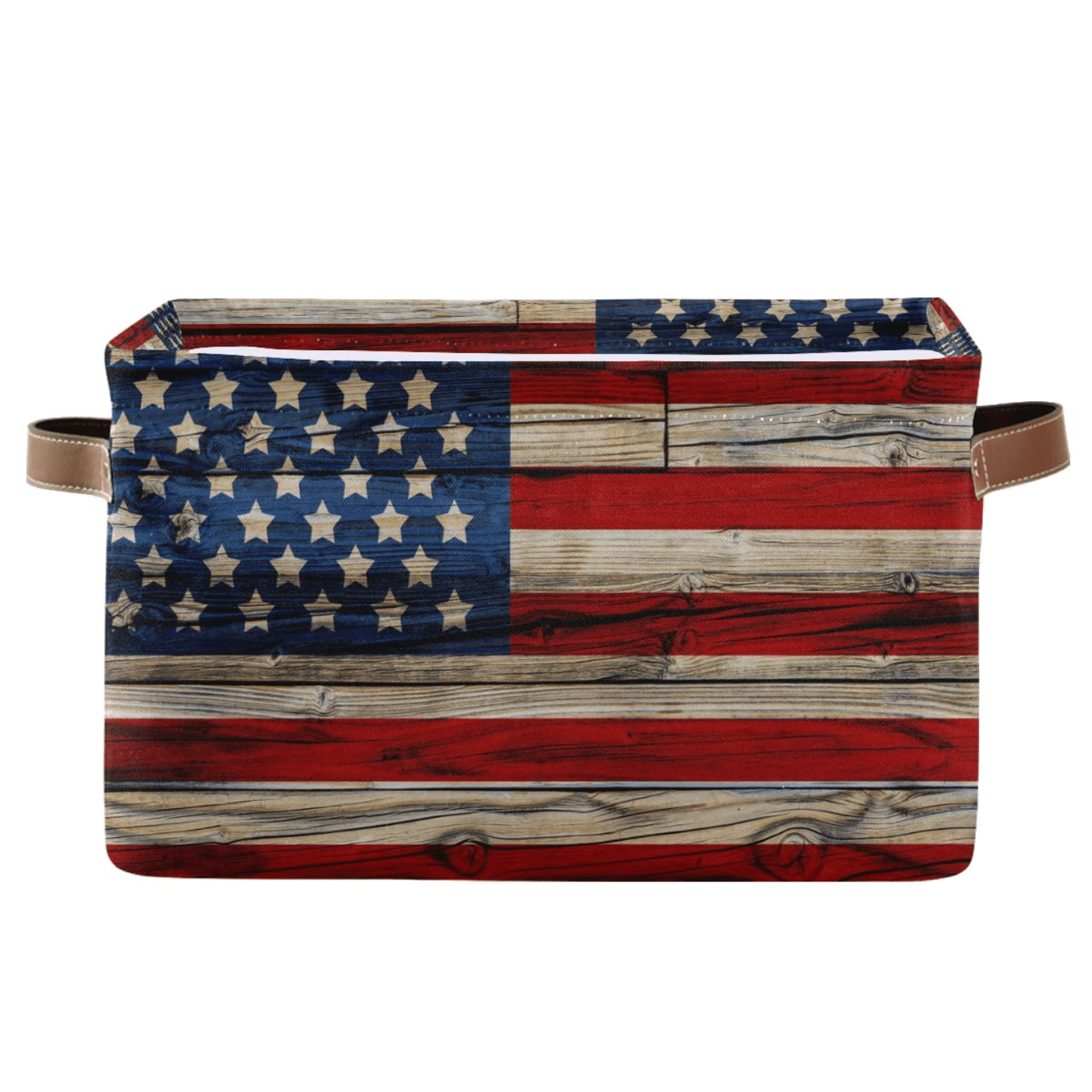 hltdup American Flag Patriotic Wooden Storage Basket Bin Memorial Day ...