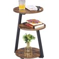thumbnail image 1 of Round side table, bedside table, three-layer shelf, suitable for living room and bedroom, brown, 1 of 5