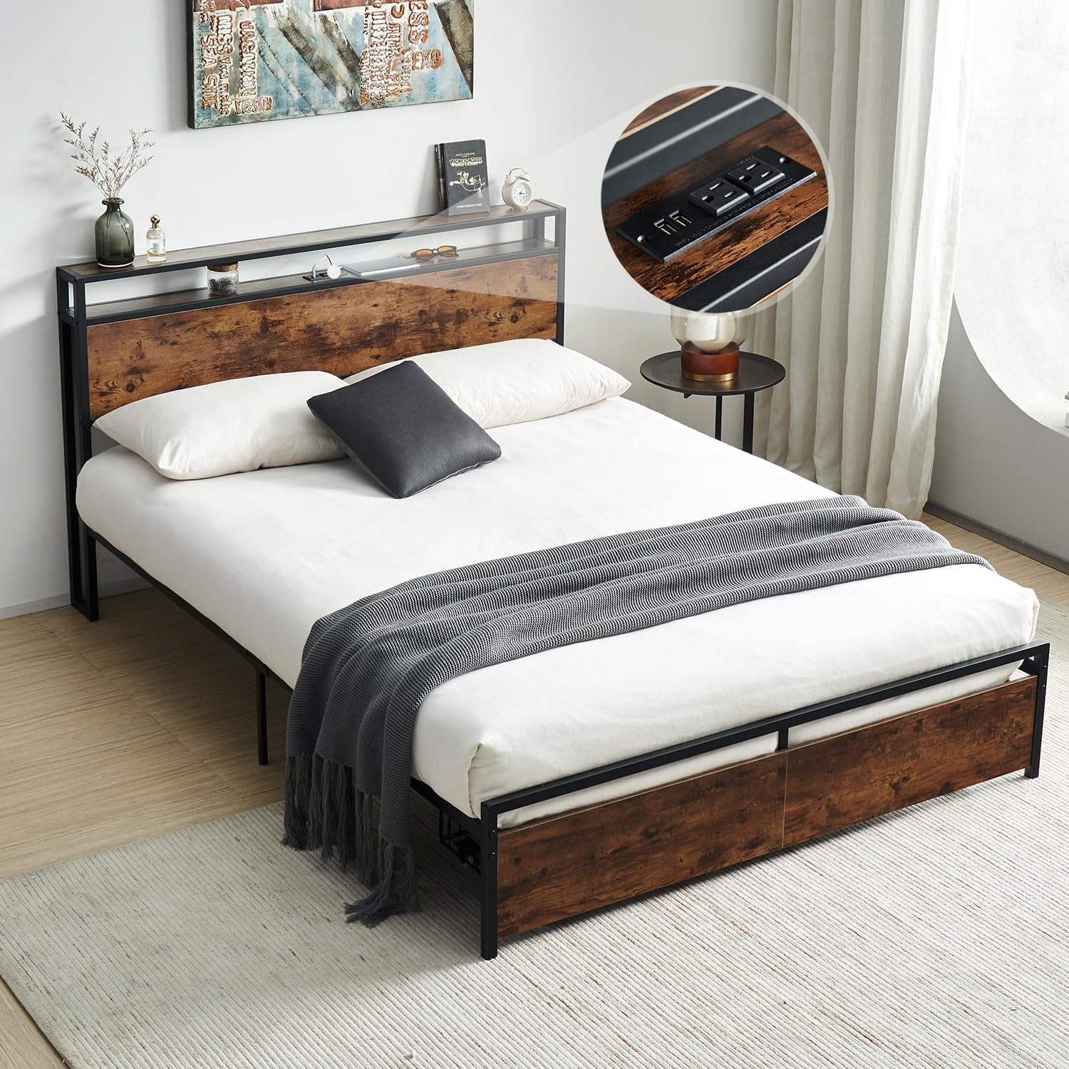 dxynlzq Bed Frame Full Size with Drawers Full Platform Bed Frame with ...