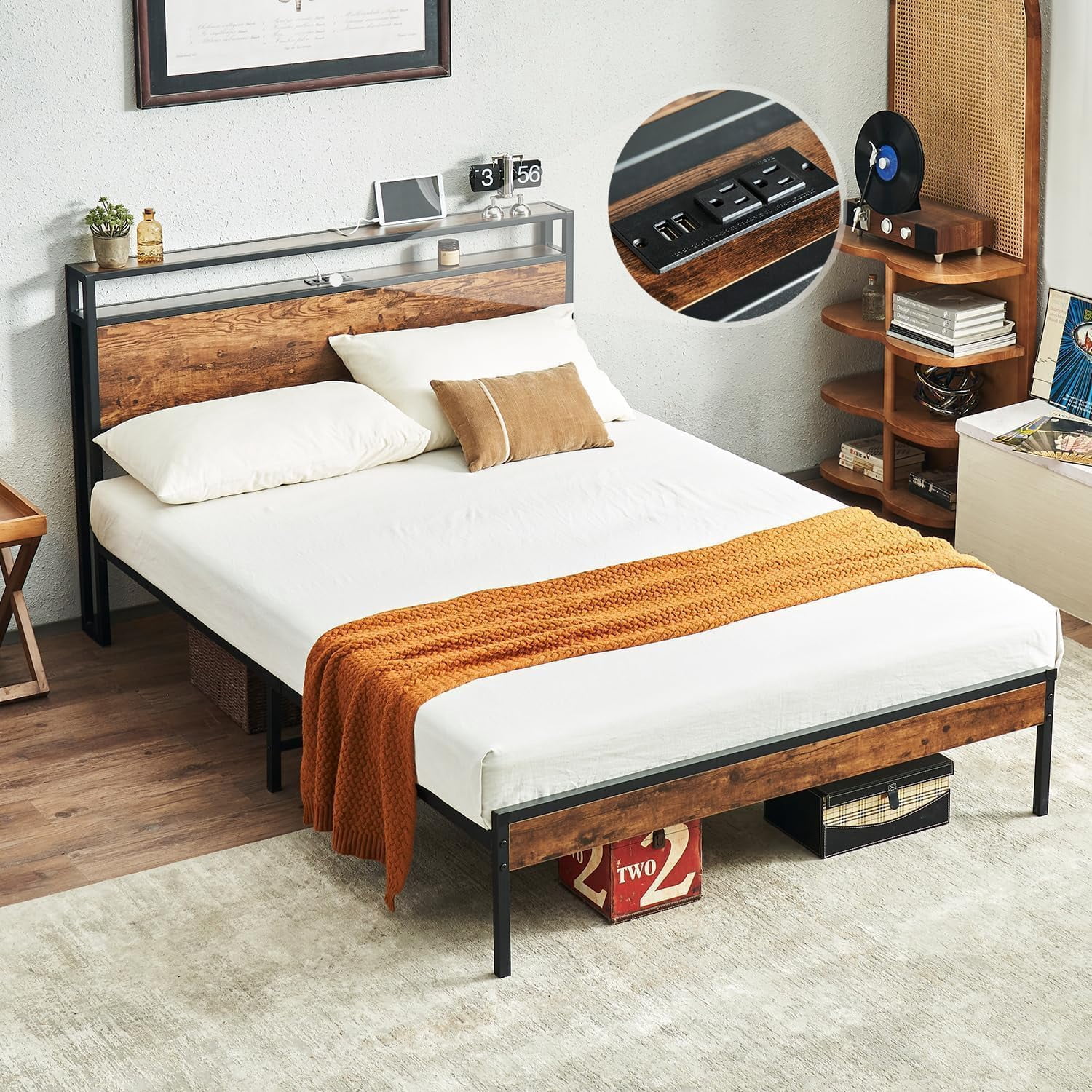 dxynlzq Bed Frame Full Size with Drawers Full Platform Bed Frame with ...