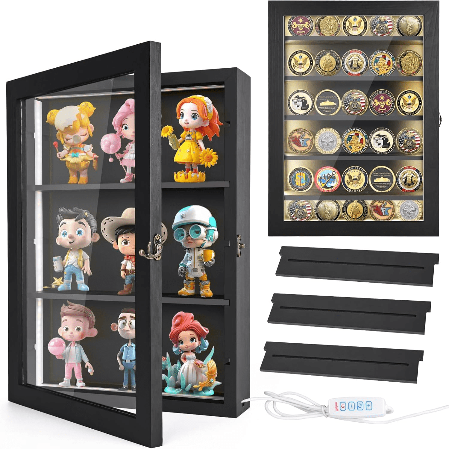 dxynlzq Challenge Coin Display with Lights Medals Collectible Figures ...