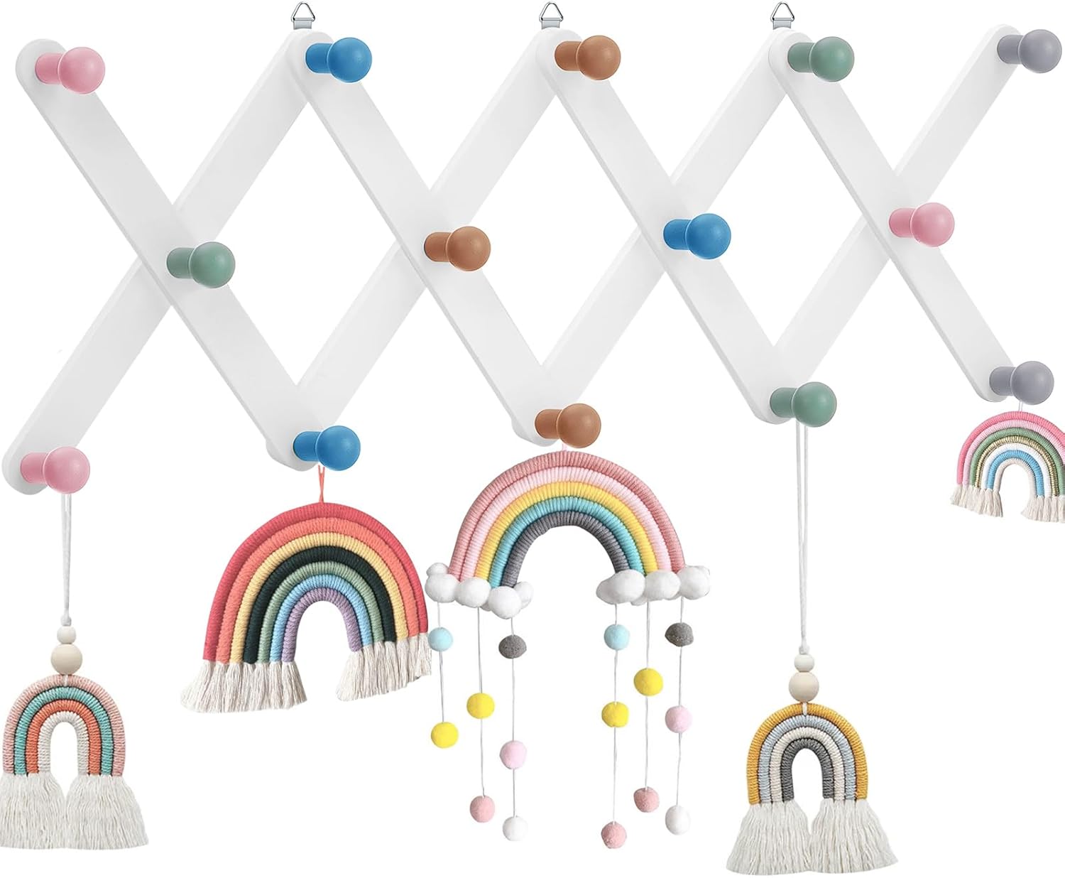 sasyxdc Coat Rack Wall Mount Expandable Toddler Wooden Hanger Cute Coat ...