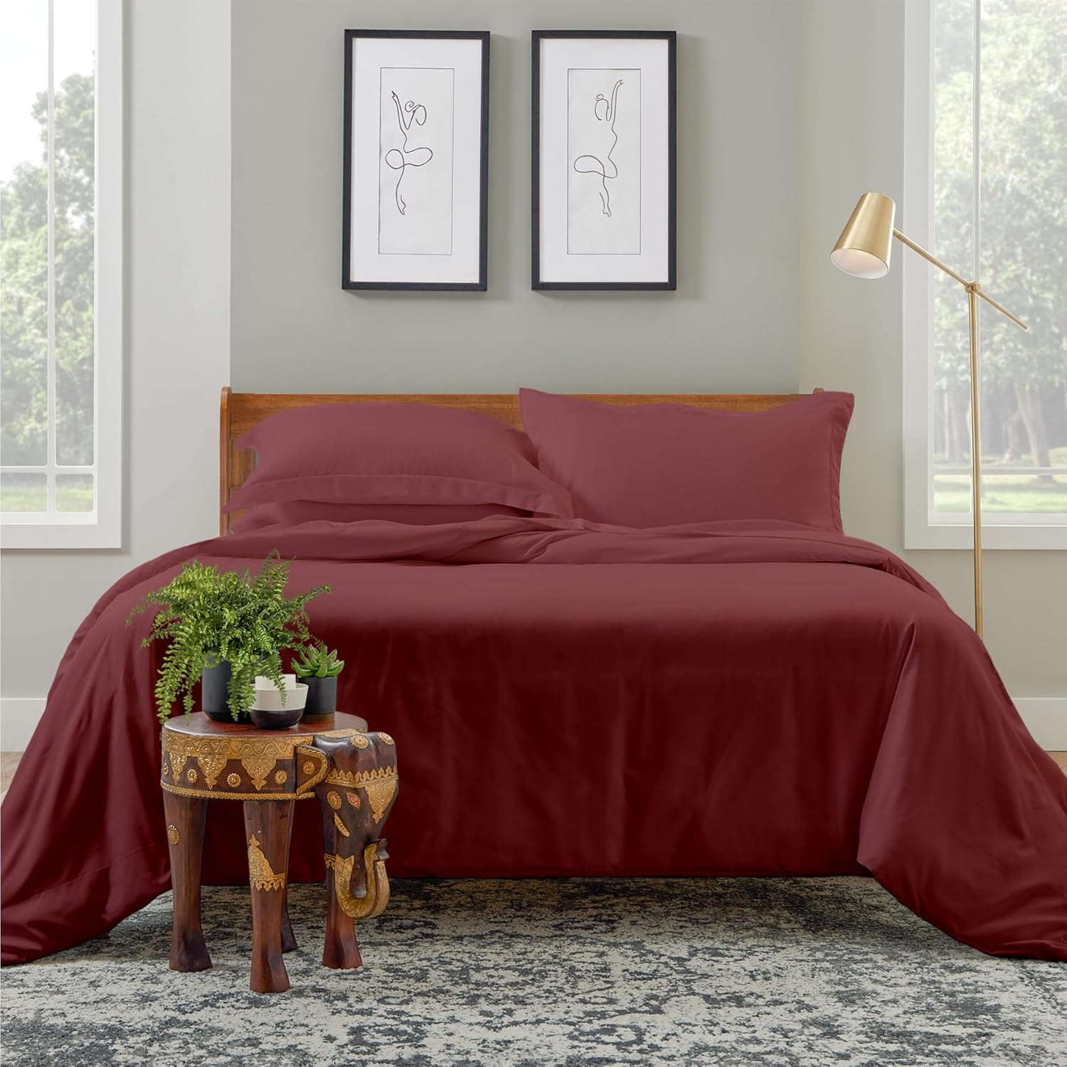Cosy House Luxury Bamboo Rayon Quilt Set - 3-Piece (Quilt + 2 Shams), Full/Queen Grey, Ultra Soft, Hypoallergenic, Cooling