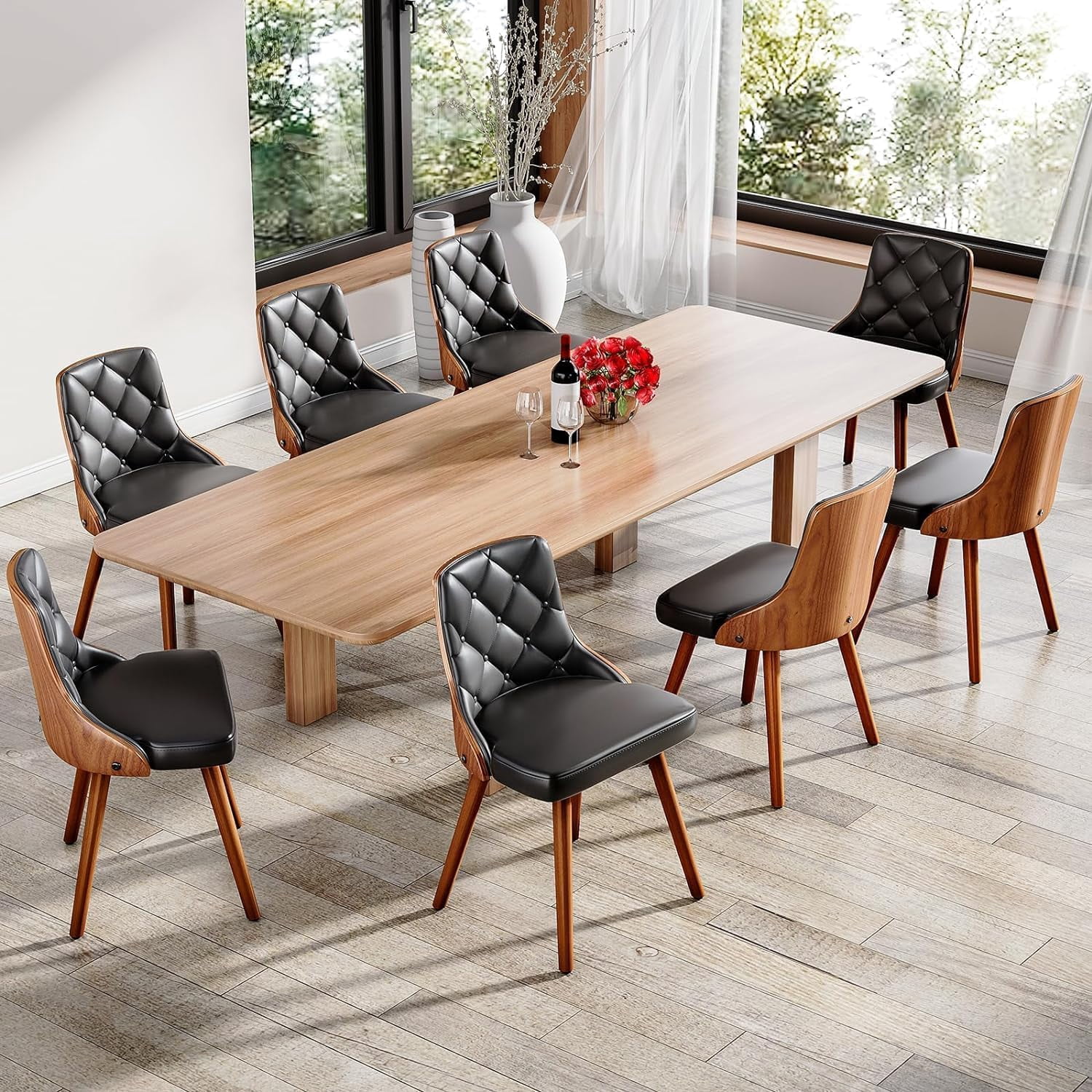 dxynlzq Dining Chairs Dining Room Chair Leather Chairs with Walnut Back ...