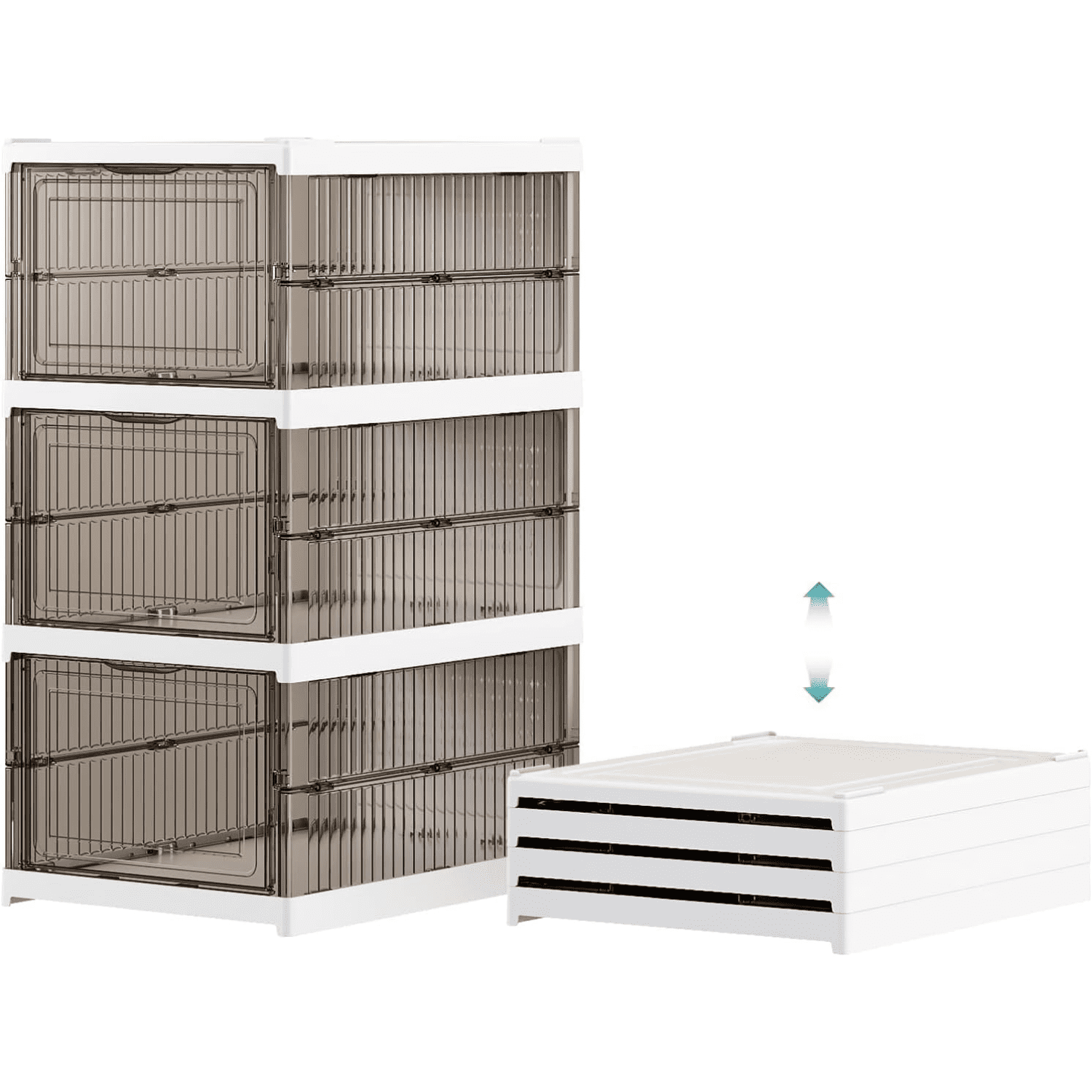 dxynlzq Drop Front Shoe Storage No Assembly Stackable Shoe Organizer ...