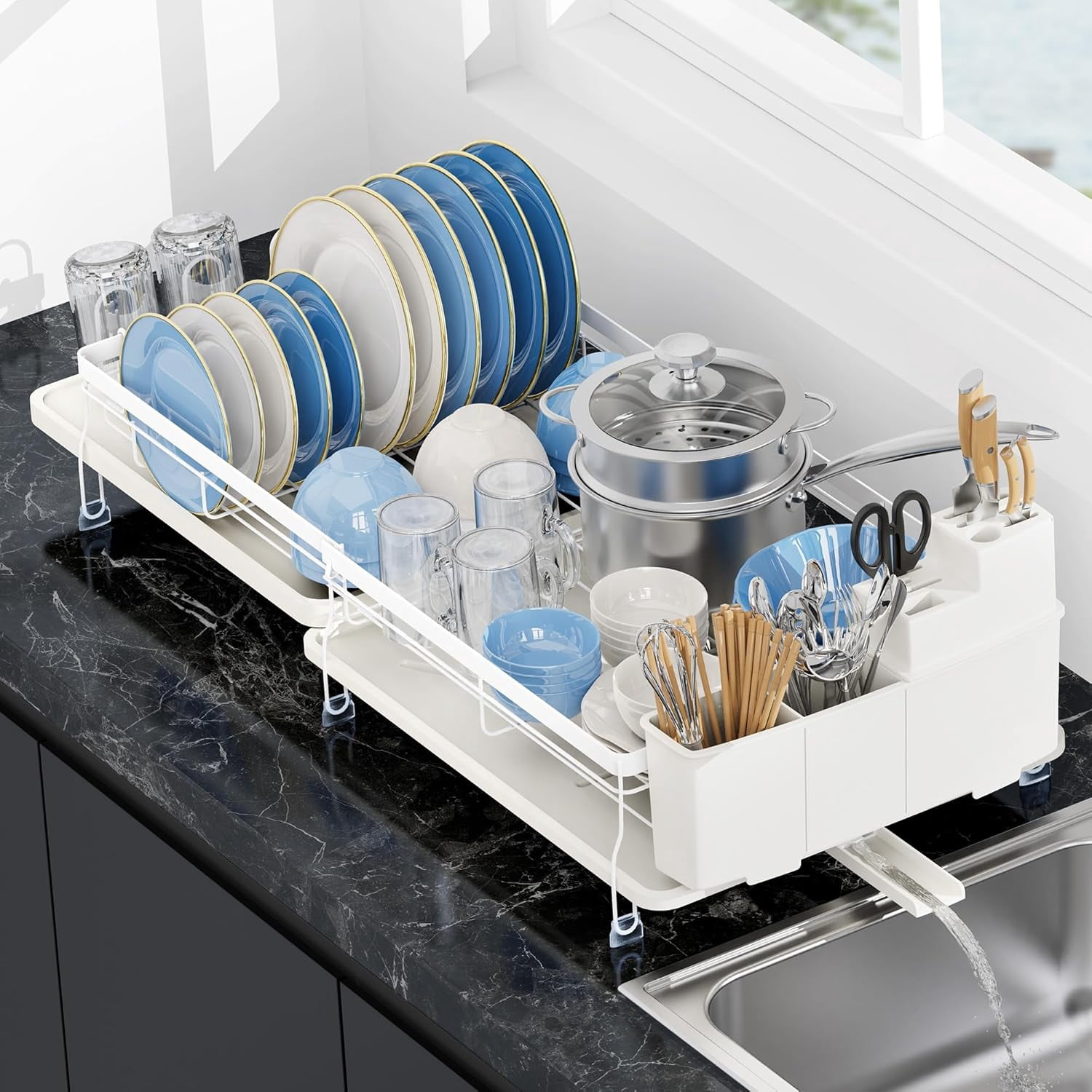 dxynlzq Expandable Dish Drying Rack Multifunctional Adjustable Dish ...