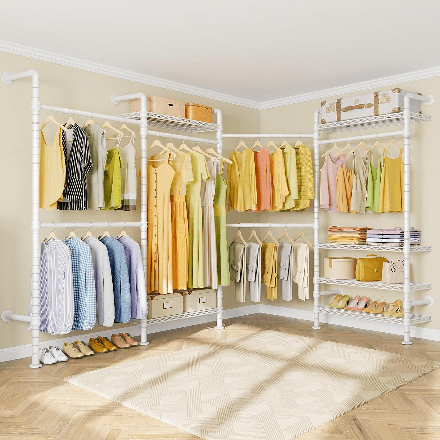 dxynlzq L4 L Shape Garment Heavy Duty Clothes for Hanging Clothes