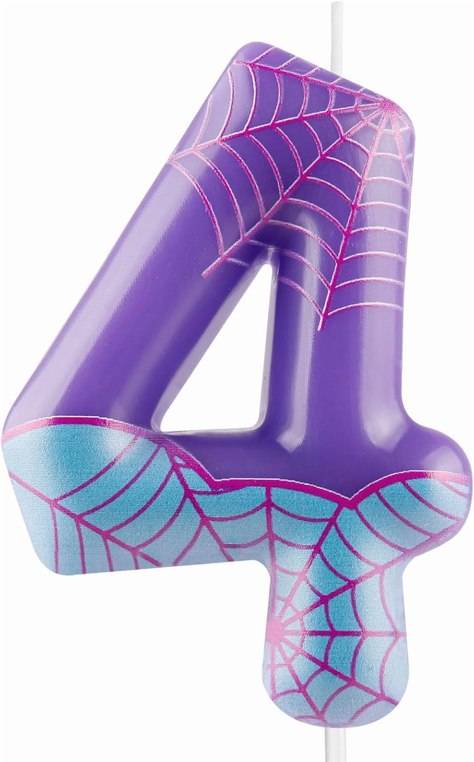 dxynlzq Purple Spider 3rd Birthday Candles Spider Themed Number 3 ...