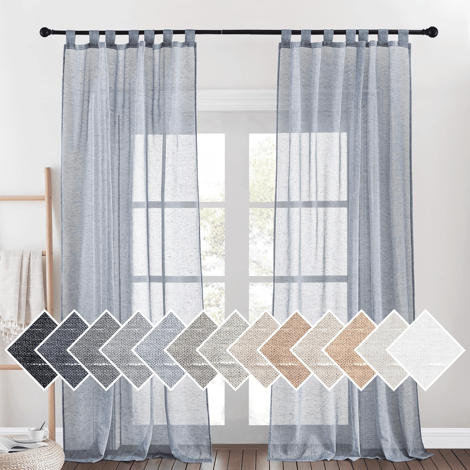 dxynlzq Semi Sheer DXQPIOA Curtains 72 inch Length 2 Panels Tab Top ...
