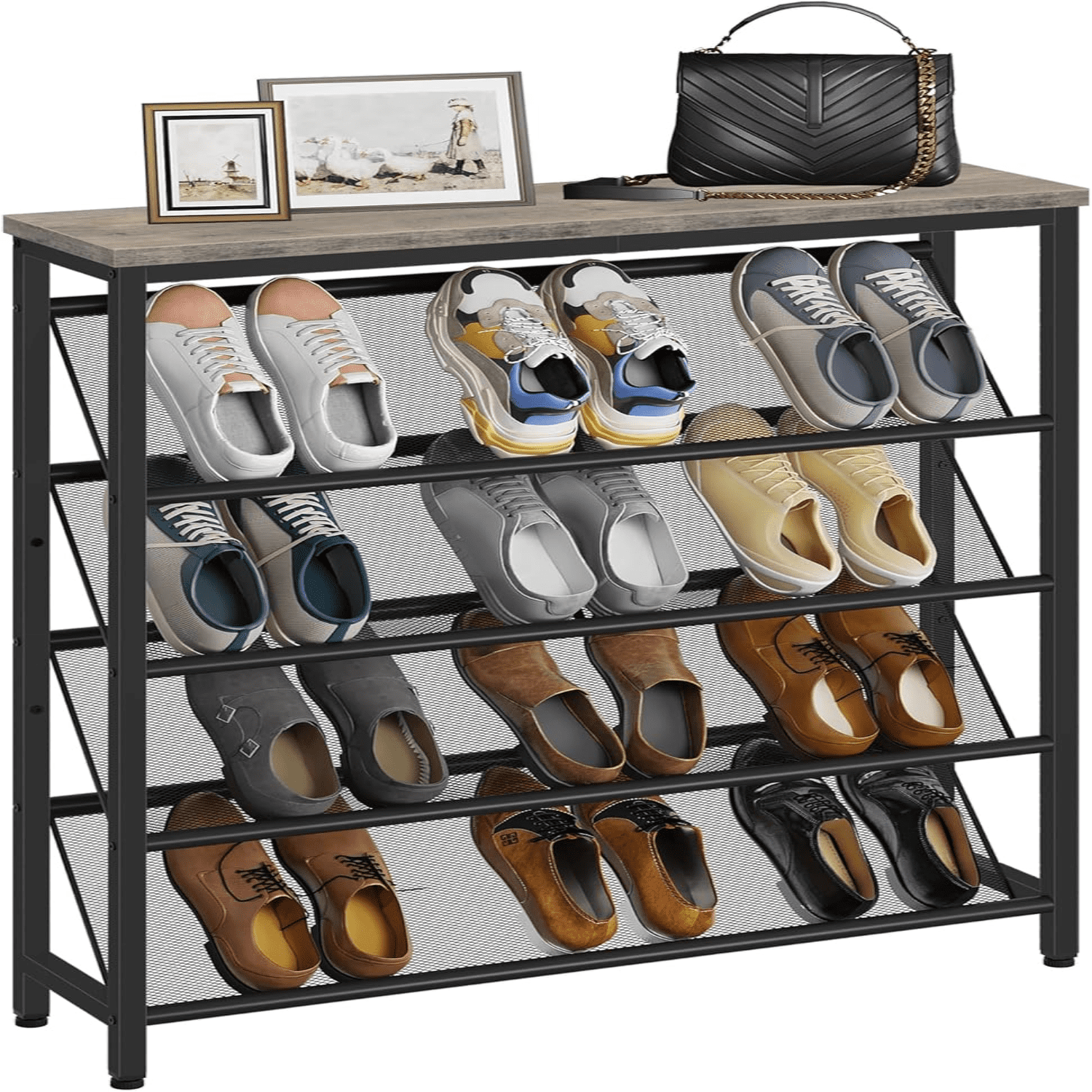 dxynlzq Shoe Rack 5-Tier Slanted Shoe Storage Shelf Narrow Shoe Rack ...