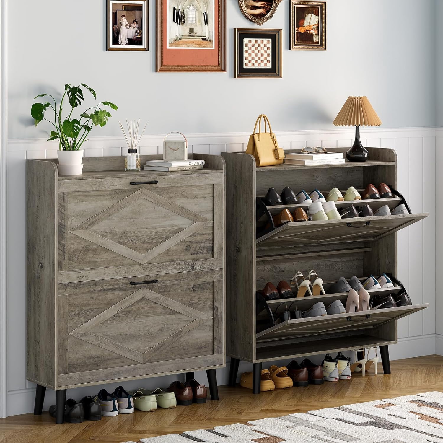 dxynlzq Shoe Storage Cabinet for Entryway Farmhouse Slim Shoe Cabinet ...