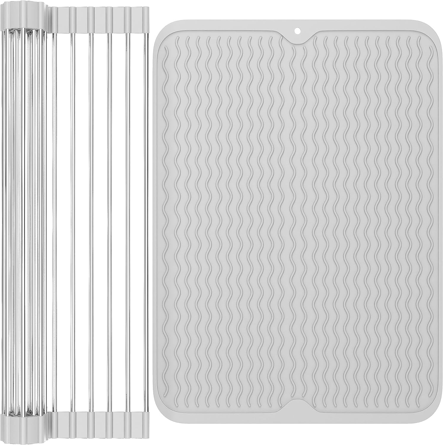 dxynlzq Silicone Dish Drying Mat and Roll Up Over The Sink Dish Drying ...