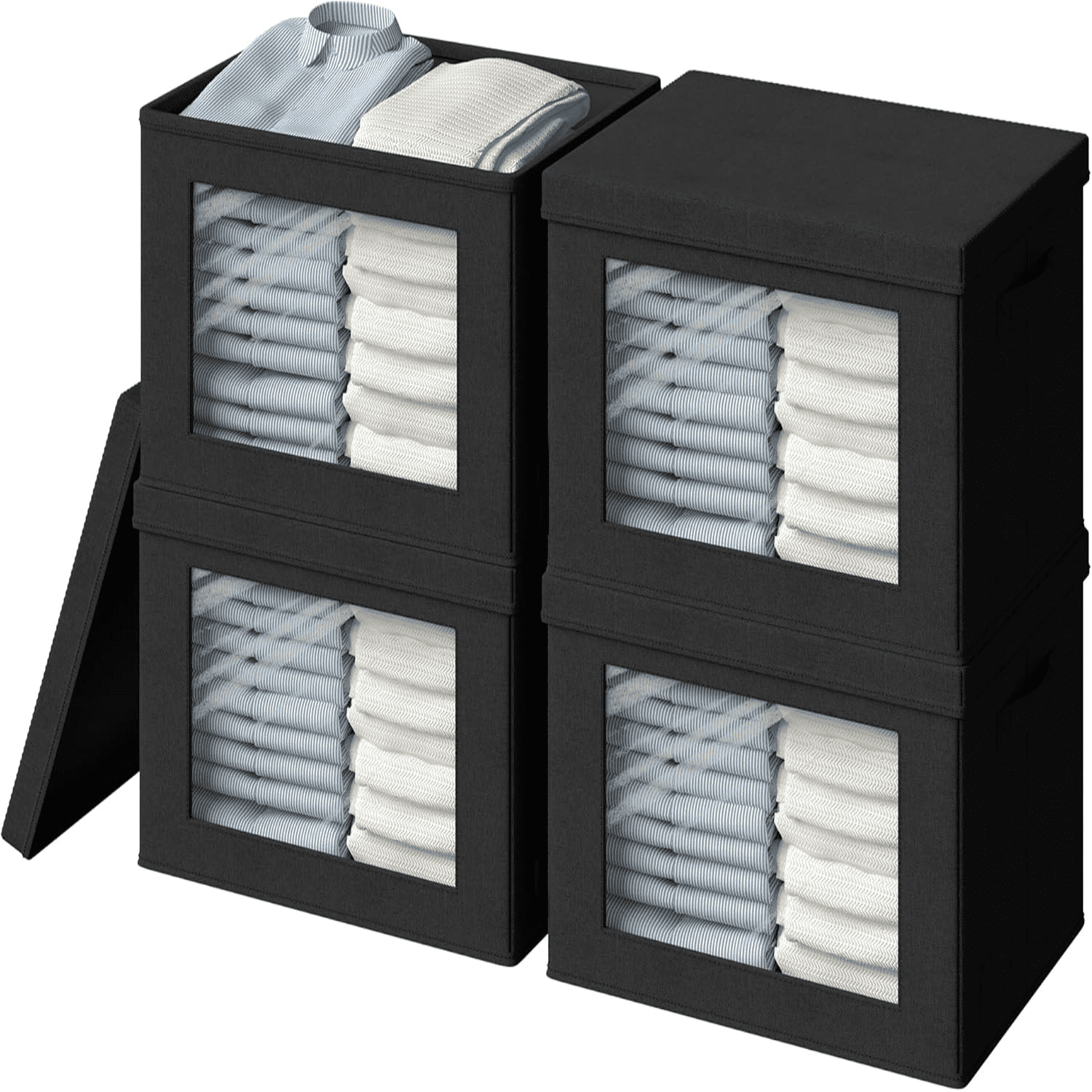 dxynlzq Storage Bins with Lids Transparent Window Fabric Storage Boxes ...