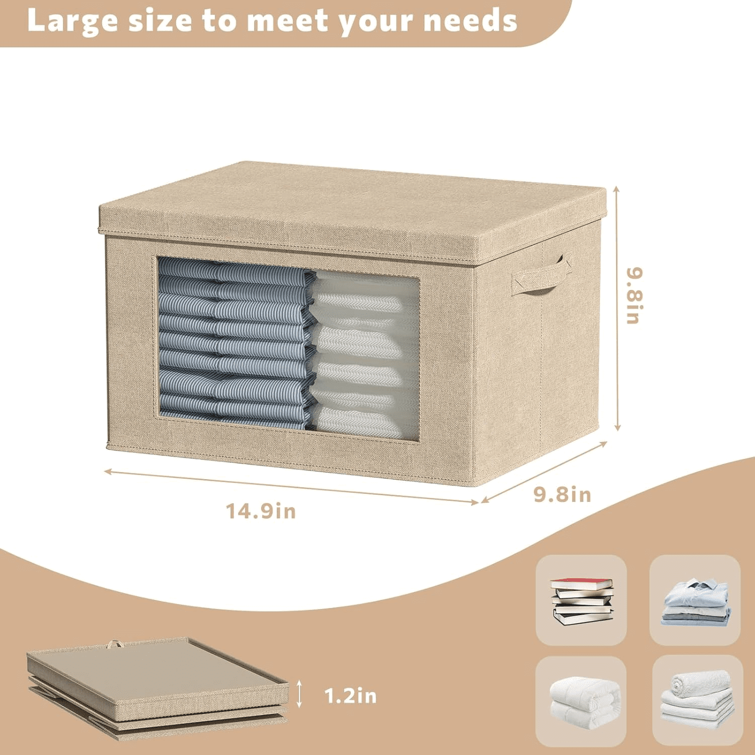 dxynlzq Transparent Window Fabric Storage Boxes with Lids - Foldable ...