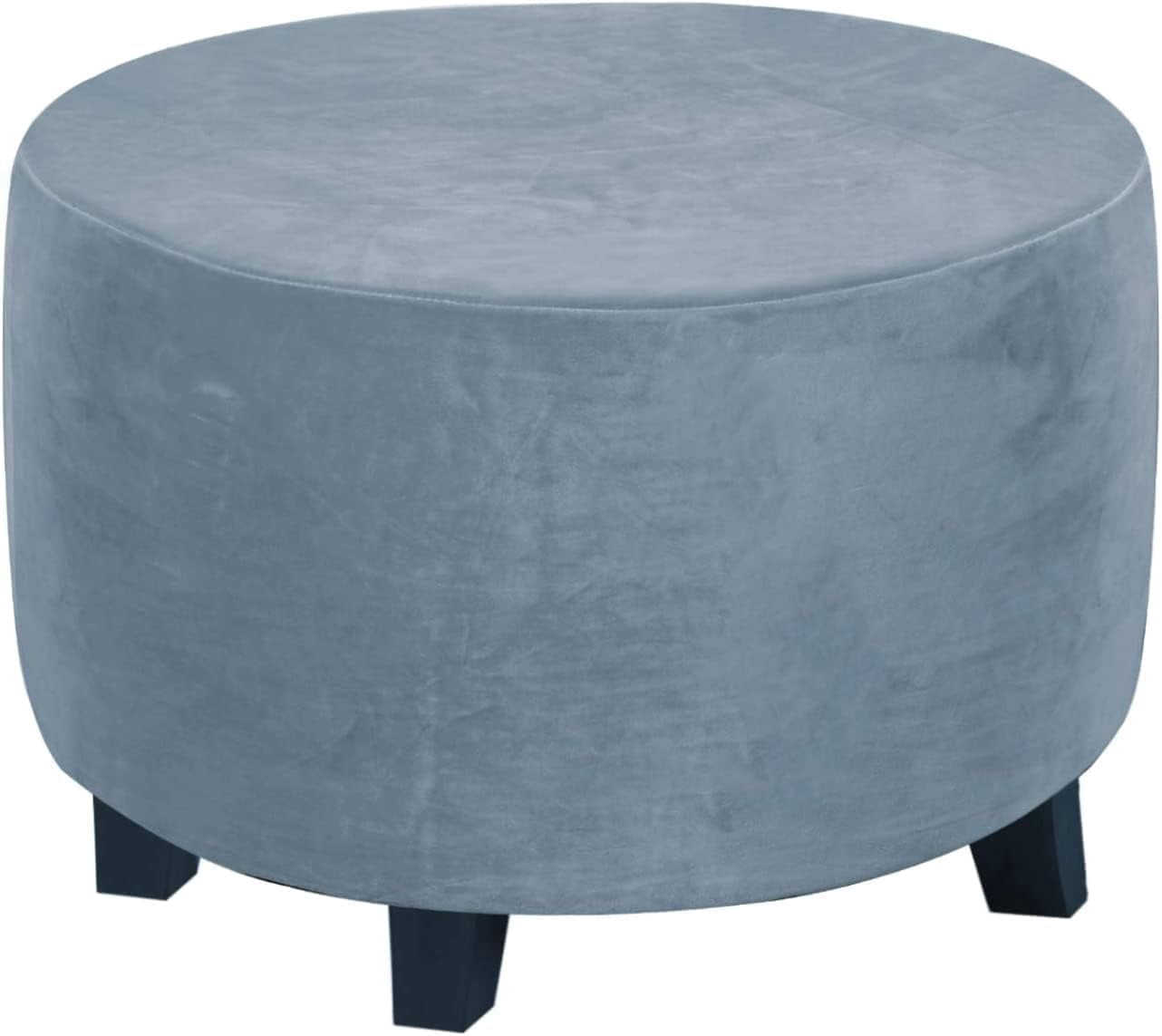 Velvet Ottoman Cover - Super Stretch Round Slipcover Furniture Protector