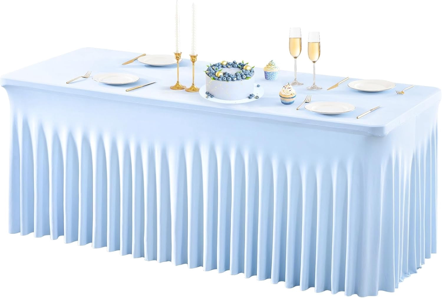 Stretchable Table Hltser White Spandex Table Skirts Table Covers for Rectangle Tables 6ft ...