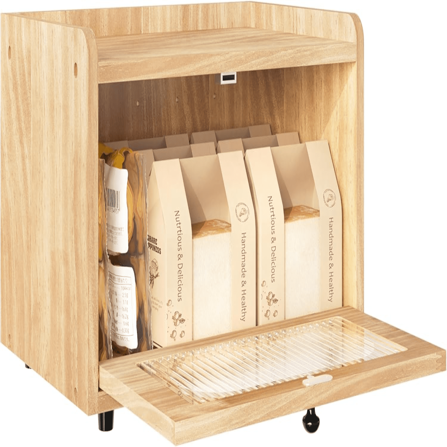 dxynlzq Wooden Bread for Kitchen Countertop Stackable Corner Breadbox ...