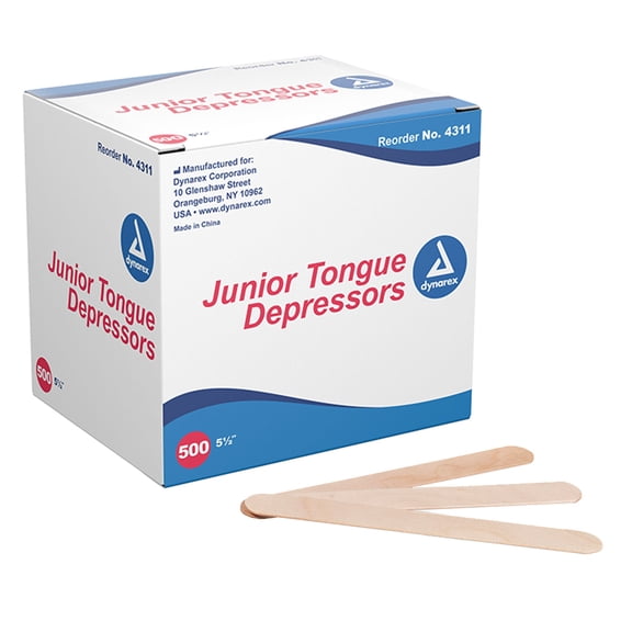 dynarex 5-1/2 Inch Length Wood Tongue Depressor Unflavored NonSterile 4311 1 Box 500/Box