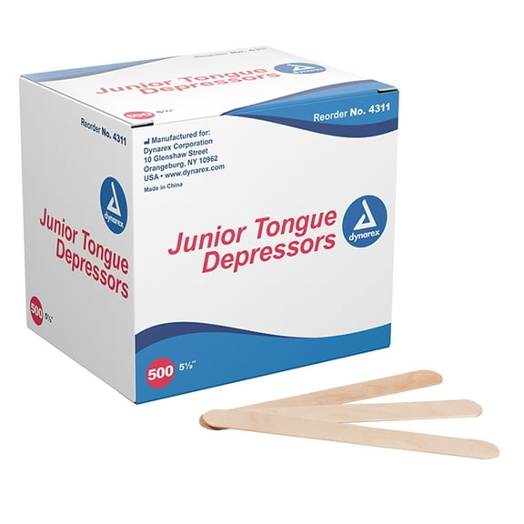 dynarex 5-1/2 Inch Length Wood Tongue Depressor Unflavored NonSterile 4311 1 Box 500/Box