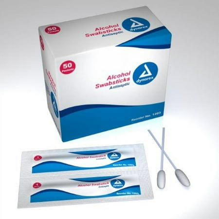 dynarex Alcohol Swabstick - 70% Strength, Isopropyl Alcohol, Individual Packet, Non-sterile, 50 Count