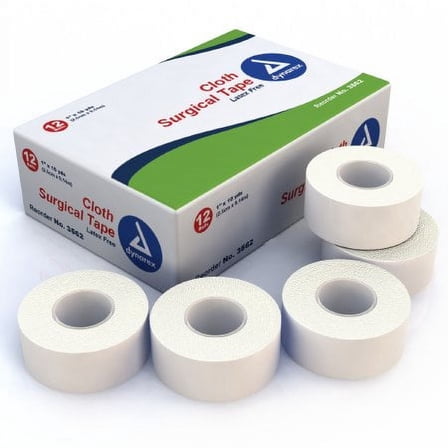 Dynarex Surgical Tape Cloth, 1"x10 Yds, Box of 12 Rolls