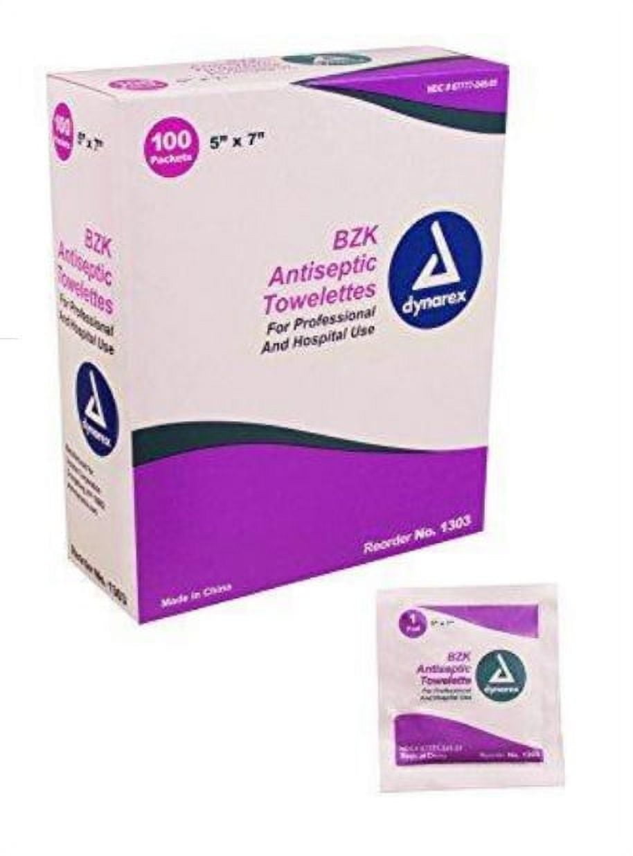 dynarex bzk antiseptic towelettes - bulk, 1,000/cs