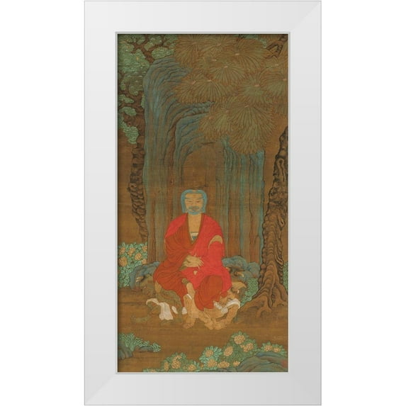 dynasty, China Ming 14x24 White Modern Wood Framed Museum Art Print Titled - Shakyamuni under the Bodhi Tree