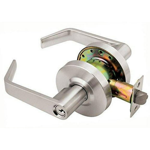 dynasty hardware aug-00-26d grade 2 commercial duty office door keyed lever lockset, ada, satin chrome finish