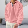 thumbnail image 1 of dzxyzu Long Sleeve T-Shirt For Men Casual Lapel Solid Pullover Sweatshirt Big and Tall Men's Loose Workout Running Shirts Tops Pink, 1 of 6