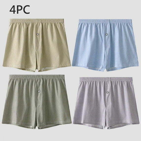 dzxyzu Men's Boxer Short Soft Cotton Boxers for Men Loose Fit Soft Breathable Boxers Underwear In Packs 4 Clearance Up to 65% off Clear!- Multicolor