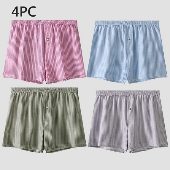 dzxyzu Men's Boxer Short Soft Cotton Boxers for Men Loose Fit Soft Breathable Boxers Underwear In Packs 4 Clearance Up to 65% off Clear!- Multicolor