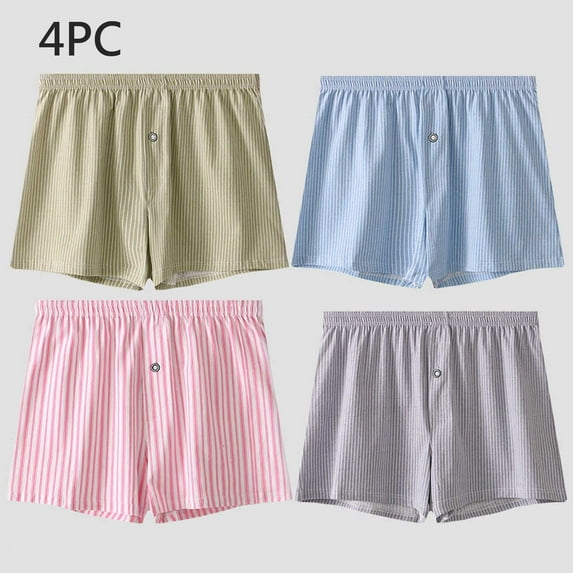 dzxyzu Men's Boxer Short Soft Cotton Boxers for Men Loose Fit Soft Breathable Boxers Underwear In Packs 4 Clearance Up to 65% off Clear!- Multicolor