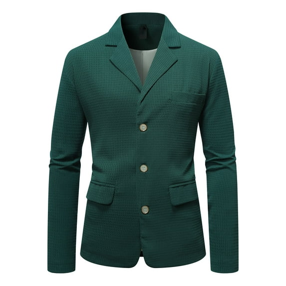 dzxyzu Men's Casual Blazer Slim Fit 3 Buttons Waffle Suit Jackets Lightweight Classic-fit Sport Workwear Outwear Tops 2024 Winter Saving