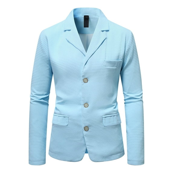 dzxyzu Men's Casual Blazer Slim Fit 3 Buttons Waffle Suit Jackets Lightweight Classic-fit Sport Workwear Outwear Tops 2024 Winter Saving
