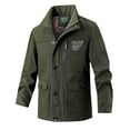 thumbnail image 1 of dzxyzu Men's Casual Lightweight Shirt Jacket Work Shacket Jackets Military Button Zipper Overshirt Tops With Flap Pockets 2024 Winter Saving, 1 of 8
