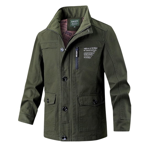 dzxyzu Men's Casual Lightweight Shirt Jacket Work Shacket Jackets Military Button Zipper Overshirt Tops With Flap Pockets 2024 Winter Saving