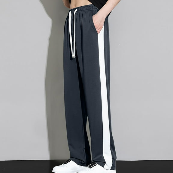 dzxyzu Men's Casual Pants Daily Outdoor Beach Lightweight Breathable Pants for Men Running Jogging Pants Dark Gray