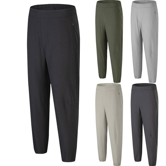 dzxyzu Men's Casual Tapered Pants Fashion Slim-Fit Trousers Elastic Waist Sweatpants with Pockets - Dark Gray