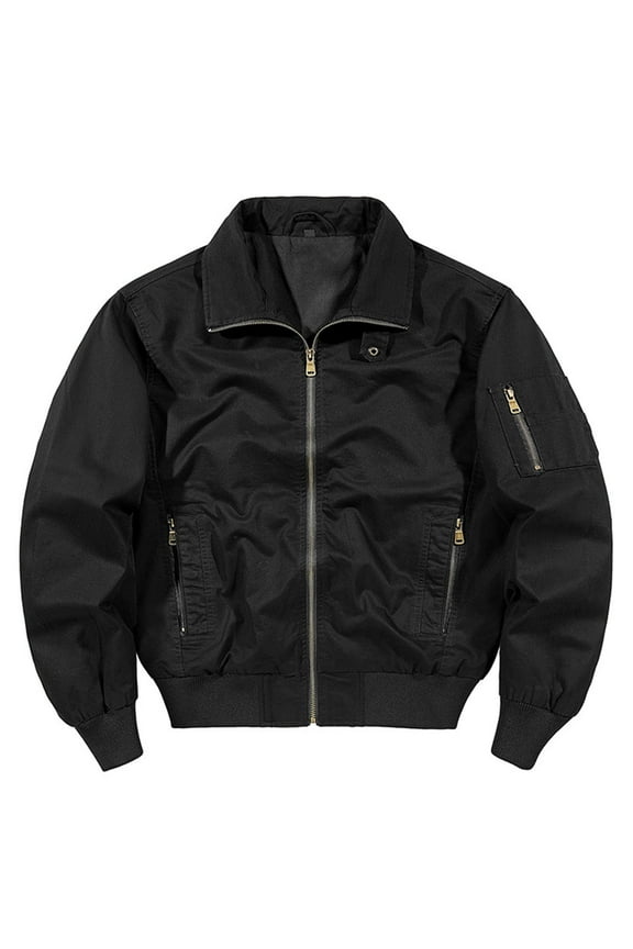 Men's Cotton Jackets Cargo Lightweight Full Zip Up Stand Collar Military Jackets Windbreaker Golf Coat Business Work Dress Varsity 2024 Winter Saving