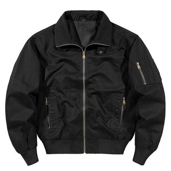 dzxyzu Men's Cotton Jackets Cargo Lightweight Full Zip Up Stand Collar Military Jackets Windbreaker Golf Coat Business Work Dress Varsity 2024 Winter Saving