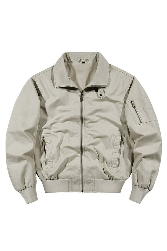 Men's Cotton Jackets Cargo Lightweight Full Zip Up Stand Collar Military Jackets Windbreaker Golf Coat Business Work Dress Varsity 2024 Winter Saving