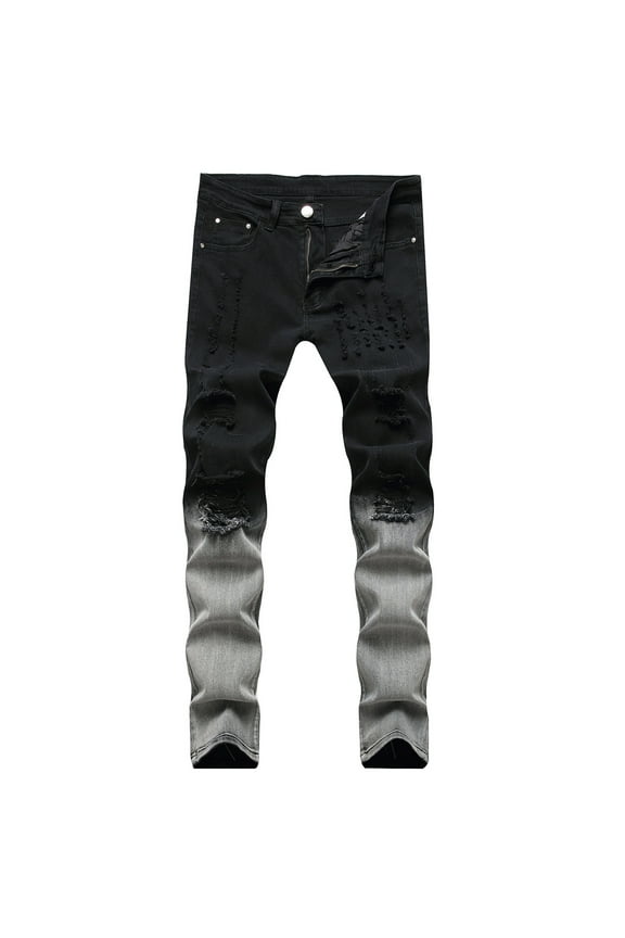 Men's Jeans Skinny Fit Stretch Jeans Distressed Straight Leg Denims Pants Fashion Comfort Flex Waist Trousers