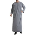 thumbnail image 1 of dzxyzu Men's Kaftan Thobe Muslim Robe Button Up Long Gown Kaftan Thobe with Pockets Mens Arab Thobe Long Sleeve Pocket Casual Robe 2024 Winter Saving, 1 of 9