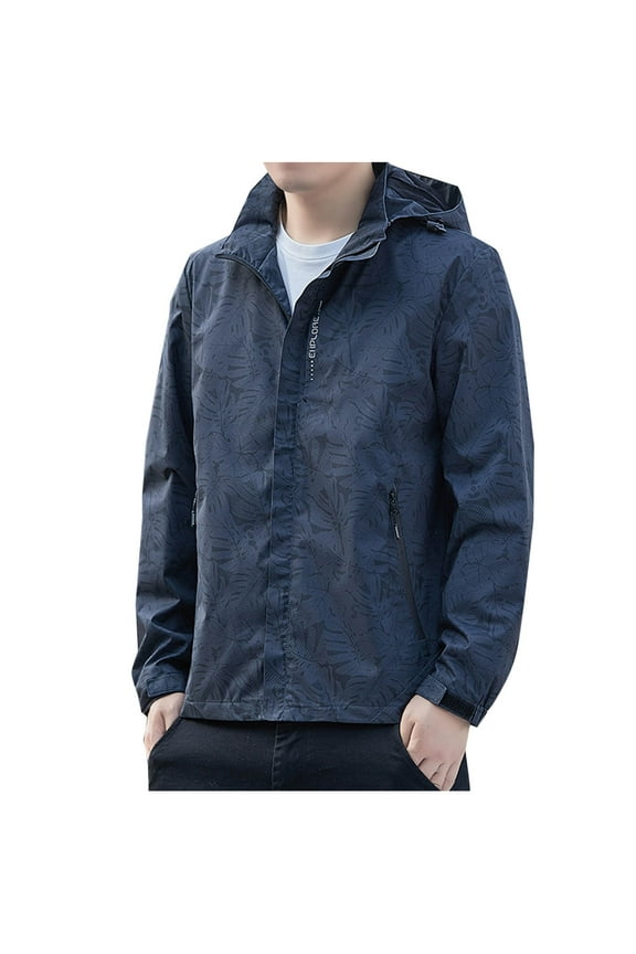 Men's Lightweight Jacket Athletic Thin Lined Detachable Hooded Outwear Tops Outdoor Wind-Proof Waterproof Winter Hiking Windbreaker Jackets 2024 Winter Saving