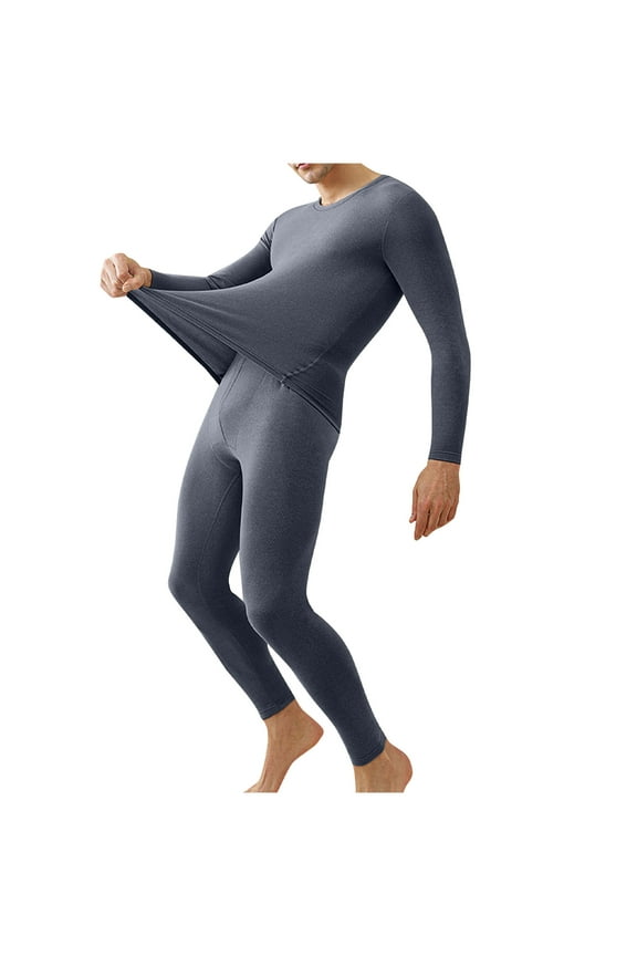 Men's Long Johns Thermal Underwear Comfy Soft Elastic Fabric Slim Fit Base Layers Set Cold Weather Warm Top and Bottom -Navy