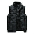 thumbnail image 1 of dzxyzu Men's Outerwear Vest Outdoor Casual Stand Collar Vest Padded Jacket Coat Vest Full-Zip Pockets Sleeveless Cargo Jacket Sports Golf Waistcoat Coat for Travel Hiking Running - Black, 1 of 8