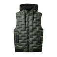 thumbnail image 1 of dzxyzu Men's Puffer Vest Casual Winter Hooded Vest Jacket With Pocket Solid Color Outdoor Vest Top Riding Skiing Fishing Puffer Sleeveless Vest Army Green, 1 of 1