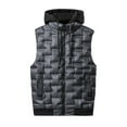 thumbnail image 1 of dzxyzu Men's Puffer Vest Casual Winter Hooded Vest Jacket With Pocket Solid Color Outdoor Vest Top Riding Skiing Fishing Puffer Sleeveless Vest Gray, 1 of 5